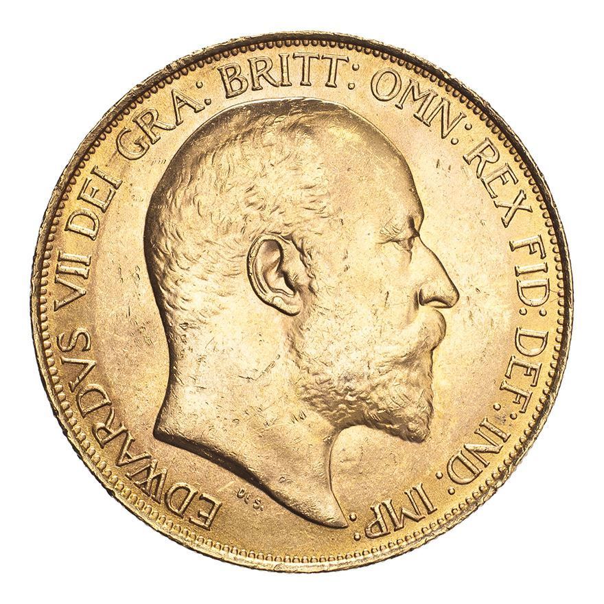 A 1910 Great Britain Edward VII gold sovereign coin
