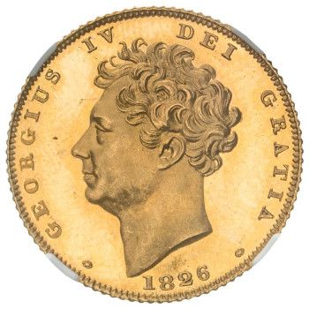 United Kingdom, George IV, 1826 Proof Half-Sovereign, Extra Tuft